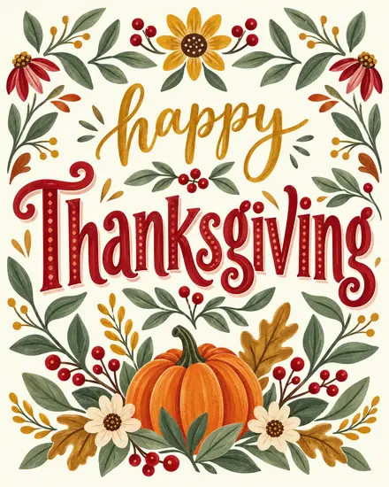 Folk Art Blooms virtual Thanks Giving card