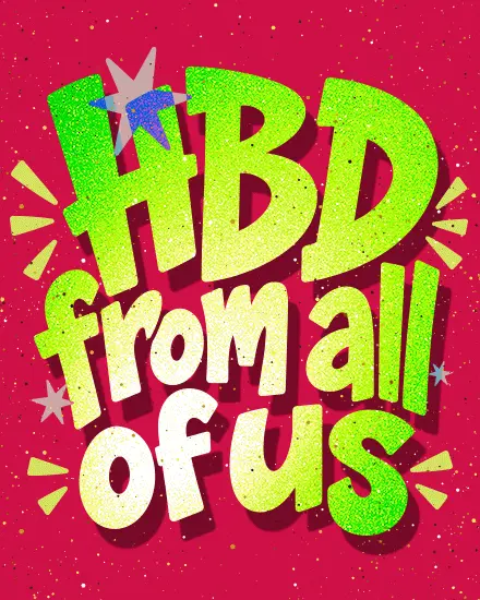 Hbd Glitter Stars virtual Birthday card