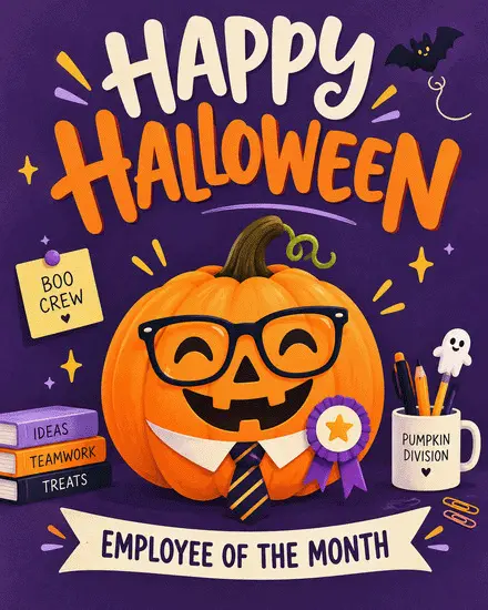 Employee Of The Month virtual Halloween card