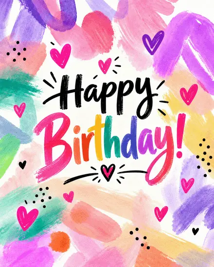 Rainbow Hearts Everywhere virtual Birthday card