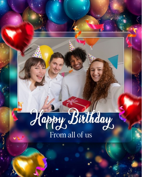 Office Celebration With colorful Balloons