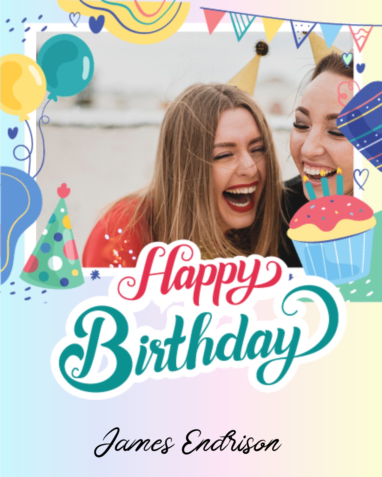 create free balloons-cupcake group card