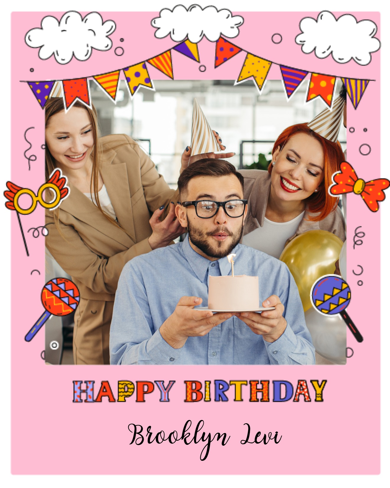 create free clouds with Birthday elements group card