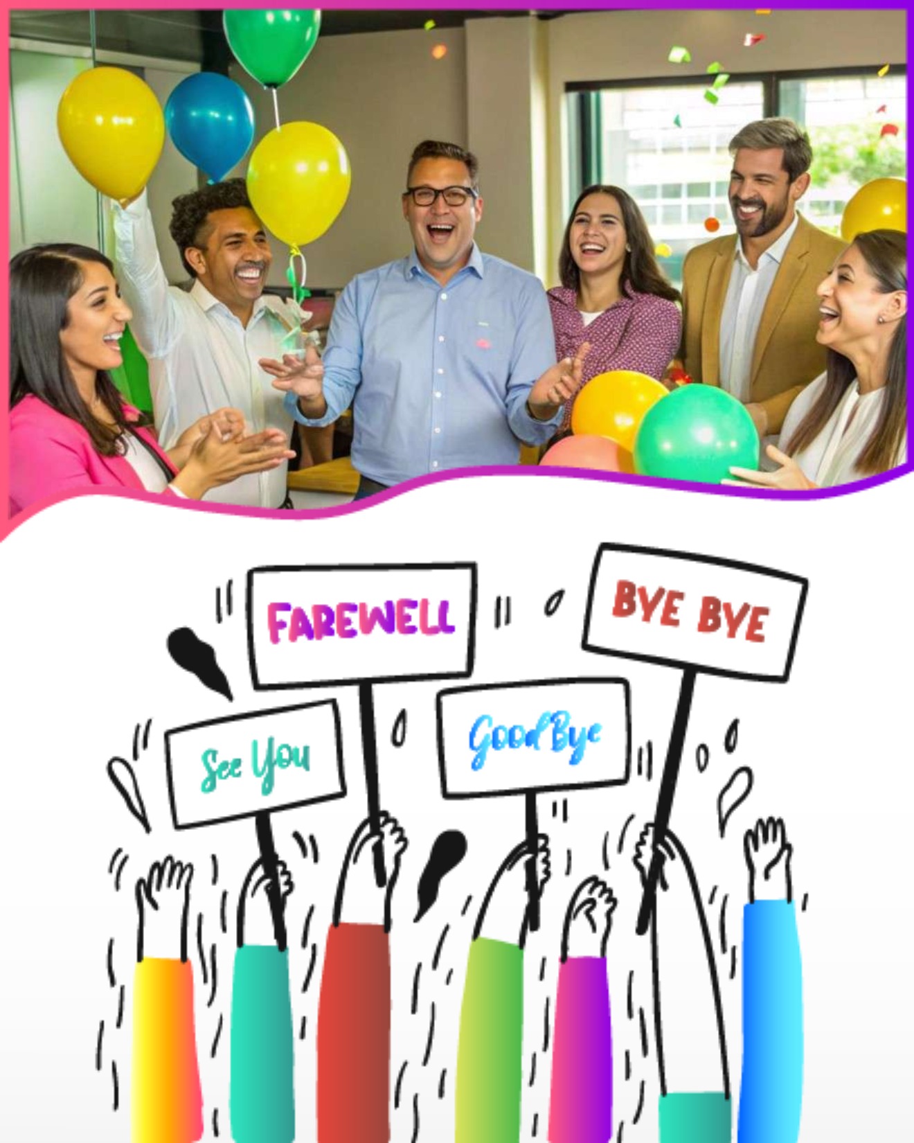 create free Goodbye Signs and Balloons group card