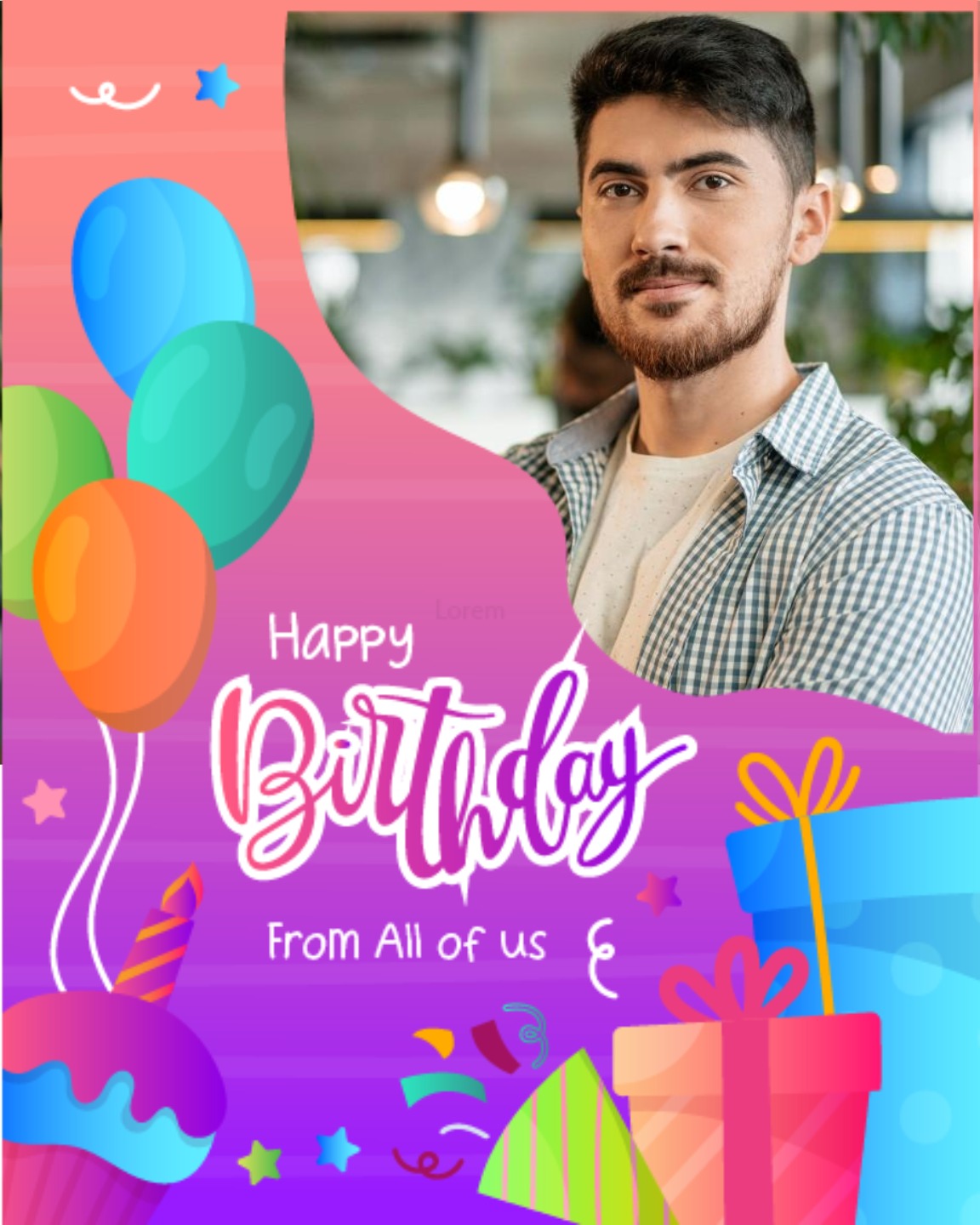 create free Greeting with Gifts and Balloons group card