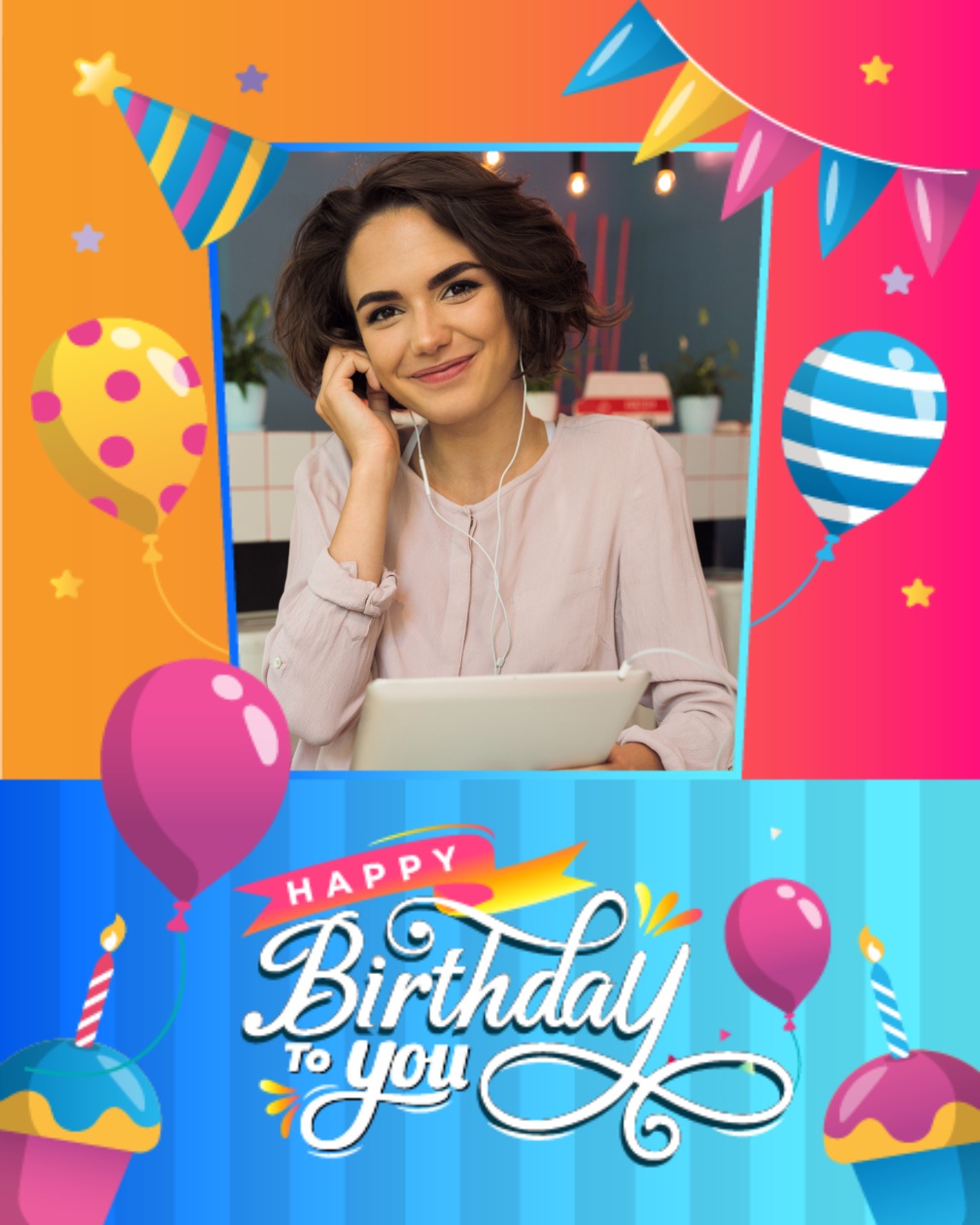 create free joyful card with balloons and bright smiles group card