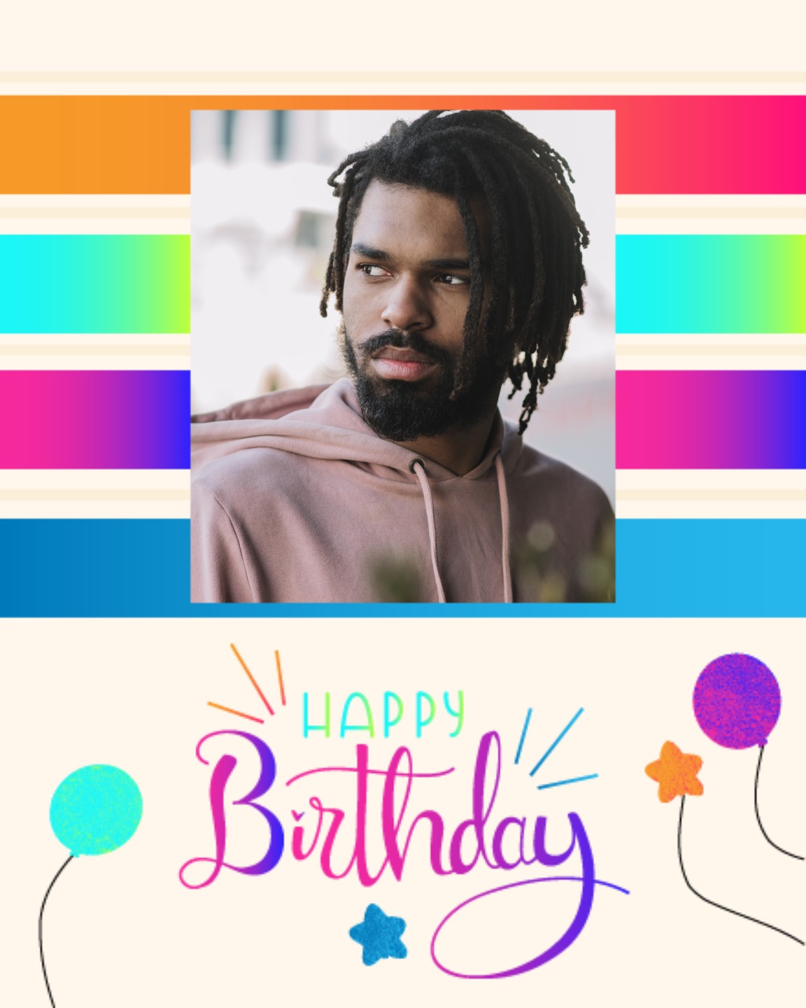 create free Rainbow Stripes and Balloons group card