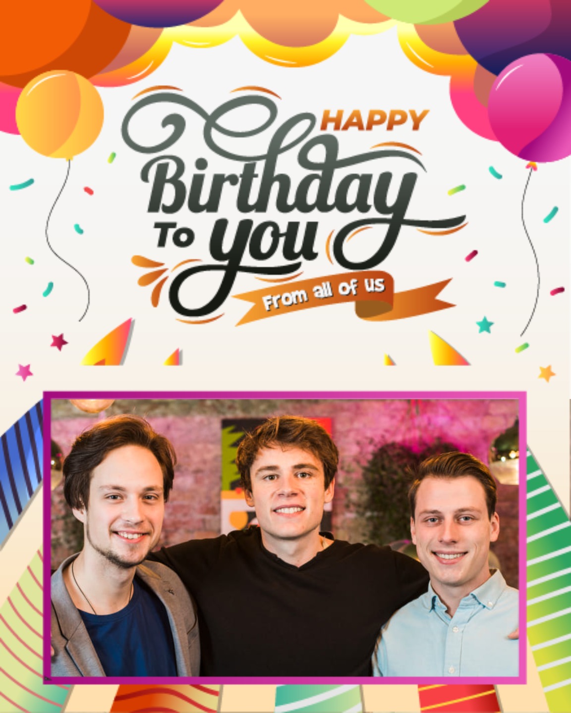 create free Three smiling friends in frame group card