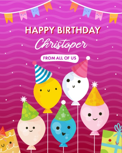 Balloons Colleagues virtual Birthday card